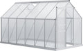 Outsunny Serre de Jardin en Polycarbonate 7,1 m2 avec Porte coulissante, Lucarne Ajustable, Fondation Incluse, dim. 1,9L x 3,75l x 1,99 m - Argent et Transparent(Argent/Transparent)