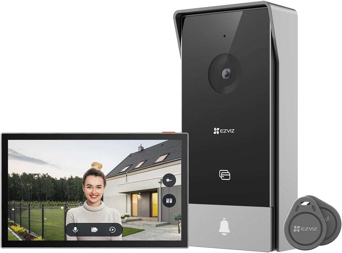 EZVIZ HP5 Interphone Vid¨¦o WiFi Syst¨¨me d'Interphone 1080P, Moniteur Tactile couleur 7, Sonnette Vid¨¦o ¨¤ 2 Fils, D¨¦verrouillage ¨¤ Distance, Audio Bidirectionnel, Vision Nocturne, Design Fin(Black)