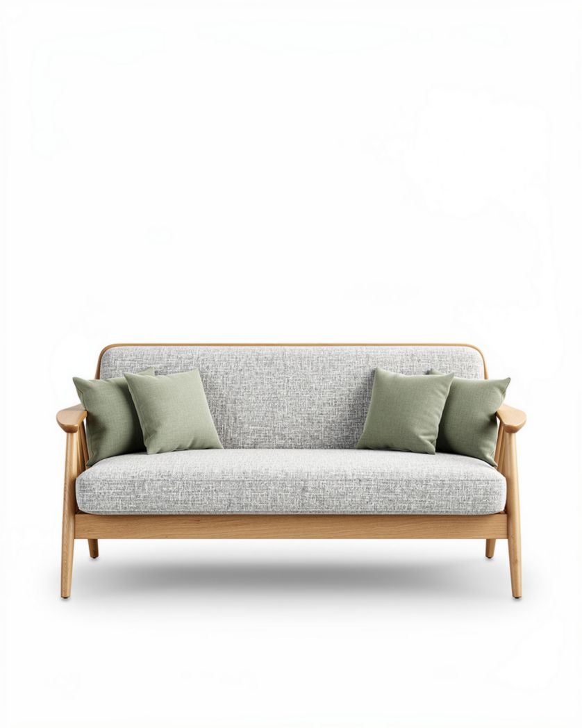 Canapé en tissu pour salon avec coussins assortis en bois - 180 x 80 x 85cm