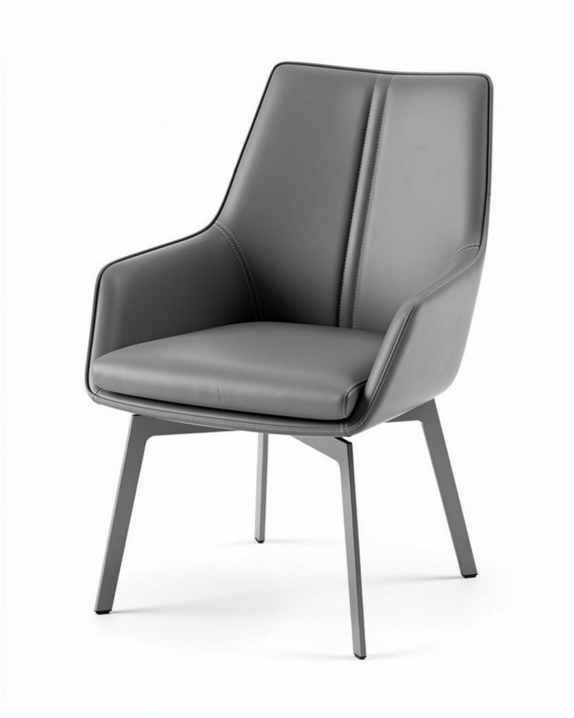 Chaise contemporaine pour salle à manger en cuir synthétique - 60 x 50 x 80cm