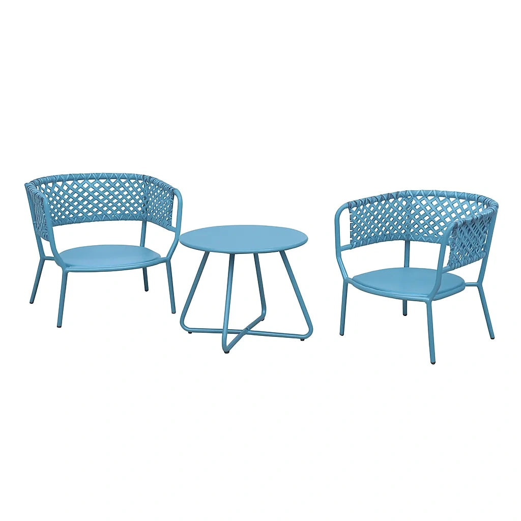 Ensemble de mobilier de jardin en m¨¦tal tress¨¦ bleu(Bleu)