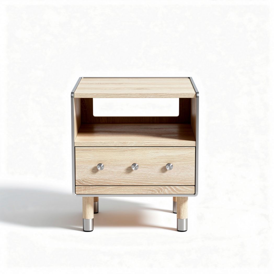 Table de chevet pour chambre en bois et métal - 55 x 45 x 60cm