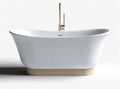 Baignoire sur pied pour salle de bain en céramique et bois - 170 x 75 x 60cm