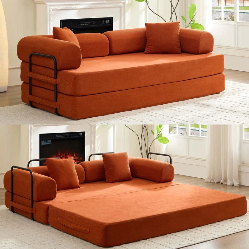 Mixoy Convertible Pull Out Sleeper Sofa Bed with Movable armrest,Folding Mattress Couch,Removable Washable Floor Sofa Bed(78.7L x 37.8W x 30.3H/Black)