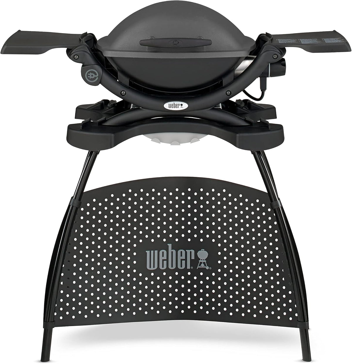 Weber Q1400 Barbecue ¨¦lectrique avec support, surface de cuisson 43 x 32 cm, nomade, grille en fonte ¨¦maill¨¦e divis¨¦e en 2 parties, couvercle et cuve en fonte d'aluminium - Gris fonc¨¦ (52020853)(Unique)