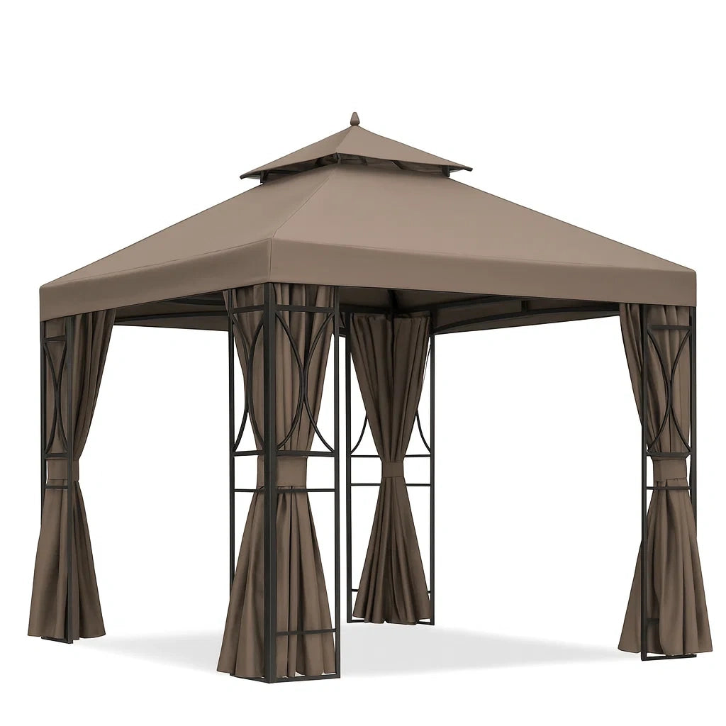 Tonnelle ext¨¦rieure taupe en aluminium et polyester(Taupe)