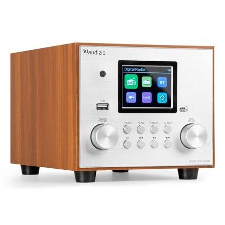 Audizio Vieste Radio DAB+ avec Subwoofer(Marron/Argent)