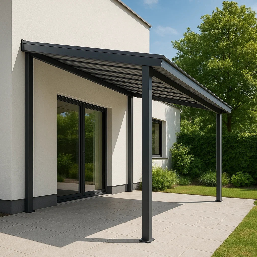 Pergola,en aluminium,300x500x250-200 cm(Gris fonc¨¦)
