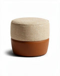 Pouf rembourré pour espace de vie en tissu et cuir synthétique - 40 x 40 x 30cm