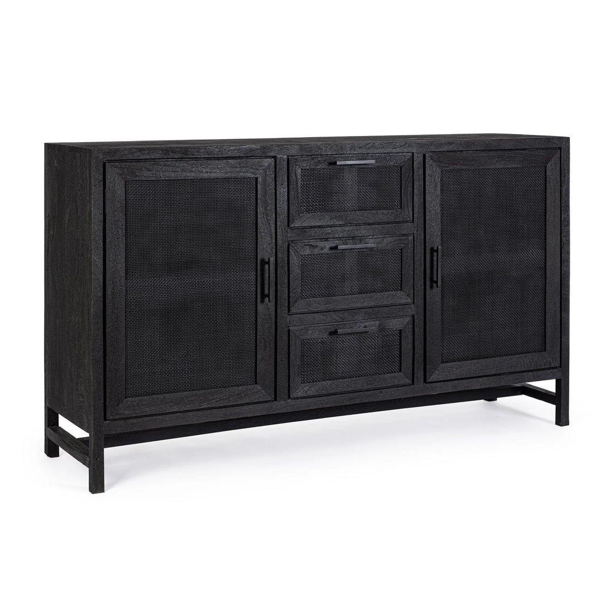 Buffet Weston avec structure en manguier, dos et fond de tiroirs en MDF(3 Portes)