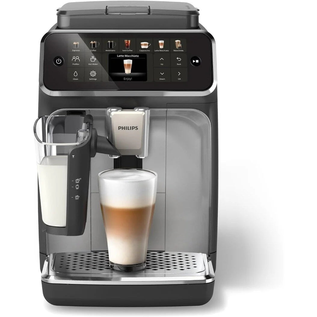 Premium Espresso Machine, 12 Hot/Iced Coffees, LatteGo System, Ceramic Grinder, Black Chrome(Black)