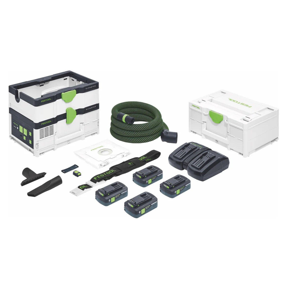 Festool CTMC SYS HPC 4,0 I-Plus Aspirateur sans fil 36 V ( 2x 18 V ) Classe de poussi¨¨re M ( 576942 ) + 4x batterie 4,0 Ah + chargeur + Systainer(d¨¦faut)