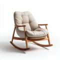 Fauteuil ¨¤ bascule en ch¨ºne massif avec assise en tissu beige