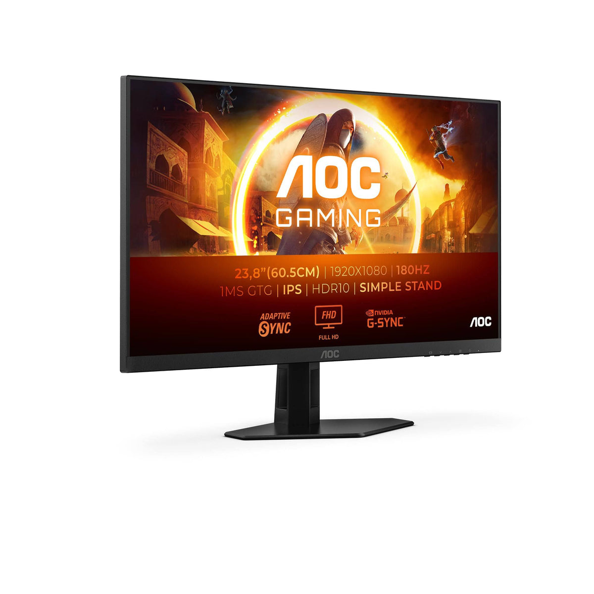 AOC Gaming 24G4XED - Moniteur 24 Pouces FHD, 180 Hz, 1 ms, FreeSync Prem., G-Sync comp., HDR10 (1920x1080, HDMI 2.0, DisplayPort 1.4) Noir/Gris(Noir/Gris)