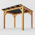 Tonnelle de jardin en bois 3x3 m avec toit en polycarbonate noir pour ext¨¦rieur(Bois/Noir)