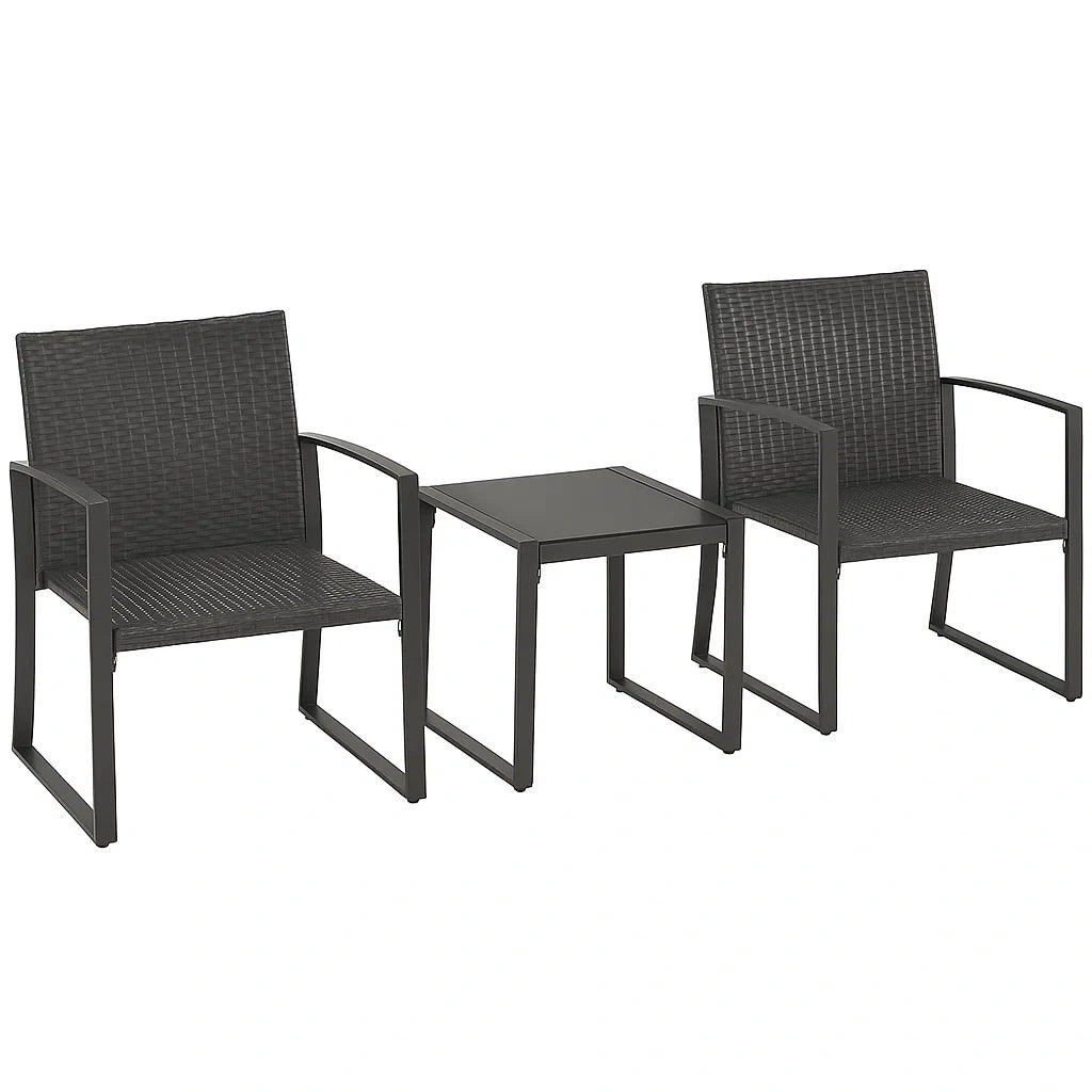 Ensemble de mobilier de jardin en r¨¦sine tress¨¦e et m¨¦tal noir(Noir)