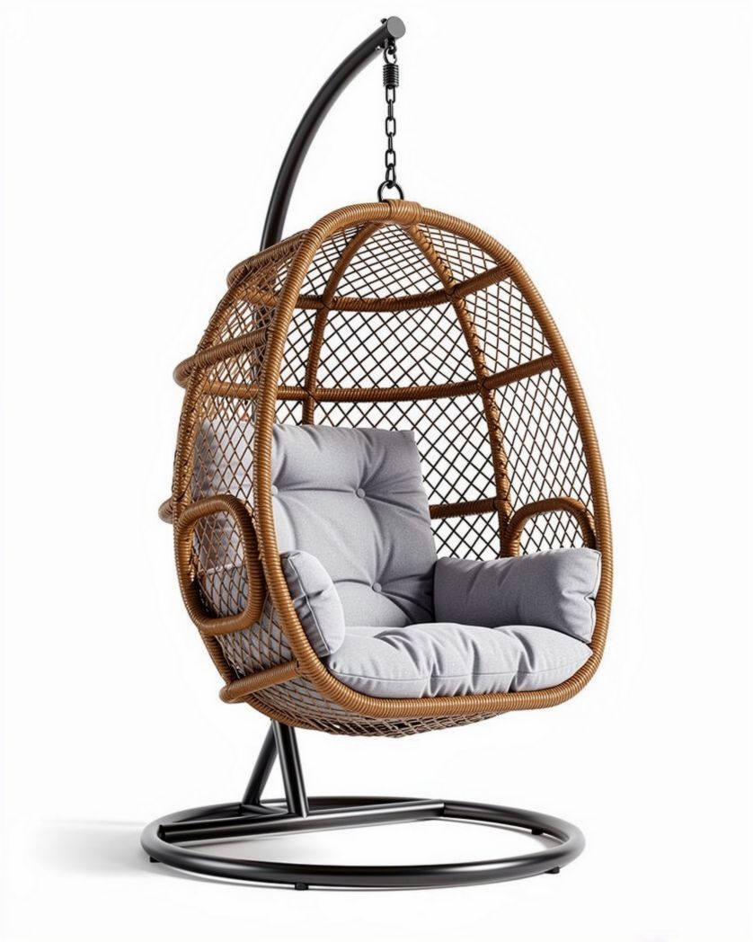 Chaise suspendue en rotin pour espace de loisirs - 90 x 80 x 120cm