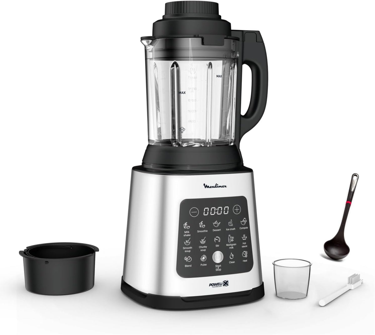 Moulinex Perfectmix Cook blender chauffant ¨¤ haute vitesse, 10 programmes automatiques, 1400 W, YY5607FG, Noir et Transparent, M¨¦tal(Noir/Transparent/M¨¦tal)