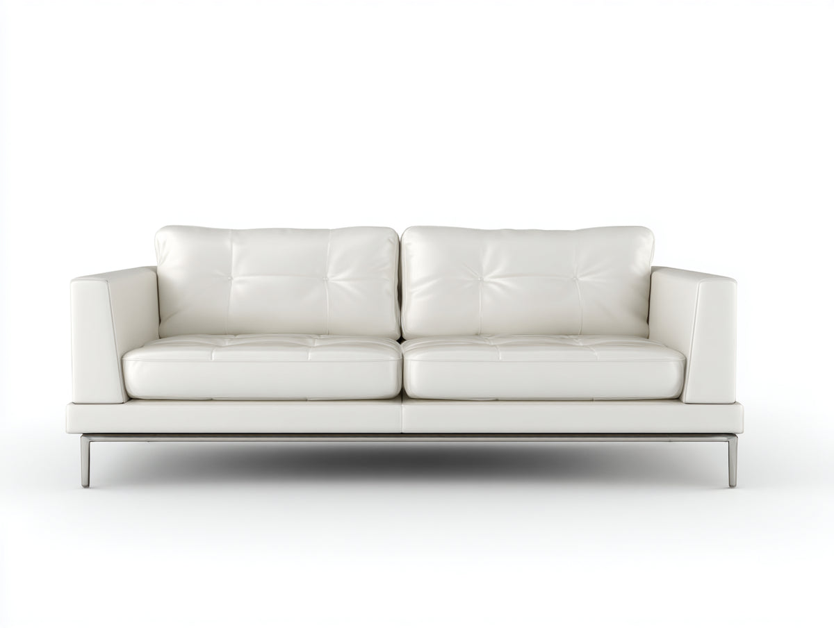 Canap¨¦ 2 places cuir v¨¦ritable 178x90x82 cm - blanc - design moderne(Blanc)