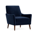 Fauteuil en velours bleu marine avec pieds en bois(Bleu Marine)