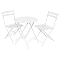 Ensemble de mobilier d'ext¨¦rieur en m¨¦tal blanc avec table et chaises pliantes(Blanc)