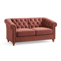 Canap¨¦ 2 places velours pieds en bois(Rose Acajou)