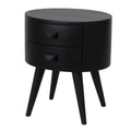 Table de chevet ovale en bois noir avec 2 tiroirs(Noir)