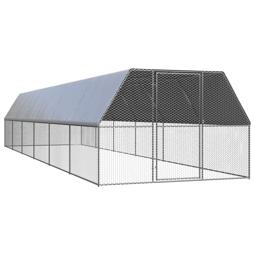 Poulailler d'ext¨¦rieur 3 x 12 x 2 m acier galvanis¨¦ toit en PE 02_0001693 -