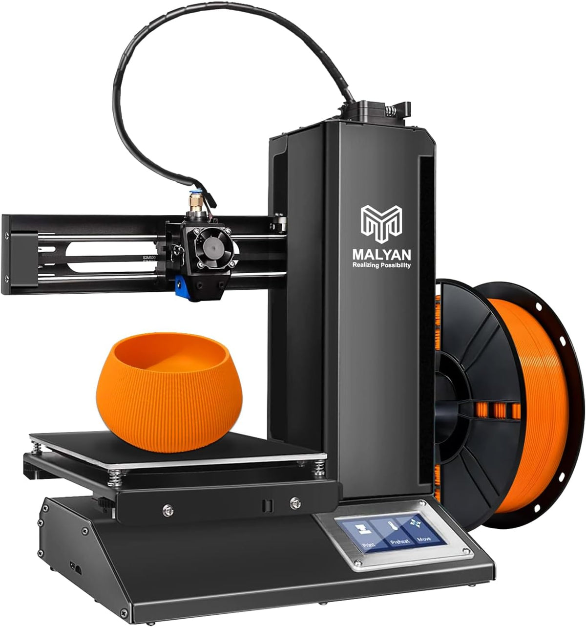 MALYAN M320 Mini imprimante 3D - Imprimante 3D enti¨¨rement assembl¨¦e pour Les Enfants et Les d¨¦butants, Out of The Box, Carte microSD avec mod¨¨les 3D imprimables, Taille d'impression 150x150x150mm(Noir)