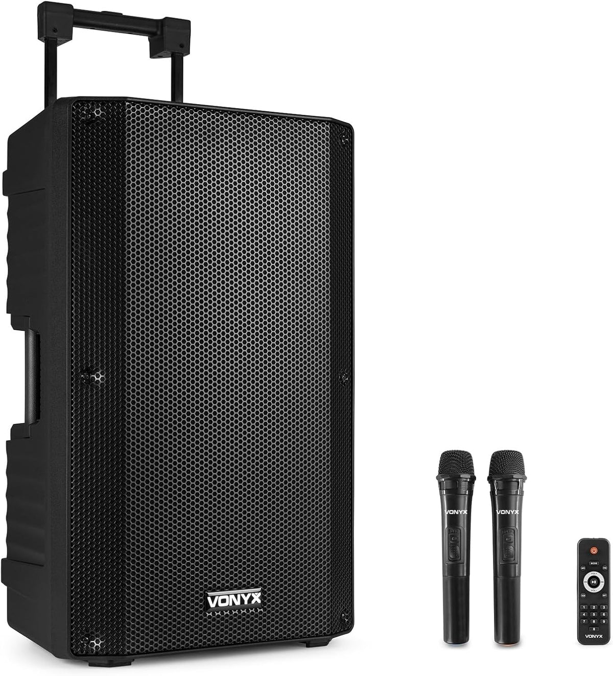 Vonyx VSA700 enceinte active 1000W, 15, BT, batterie, 8h autonomie, 2 micros