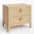 Table de chevet 2 tiroirs en bois clair avec poign¨¦es rondes(Bois Clair)