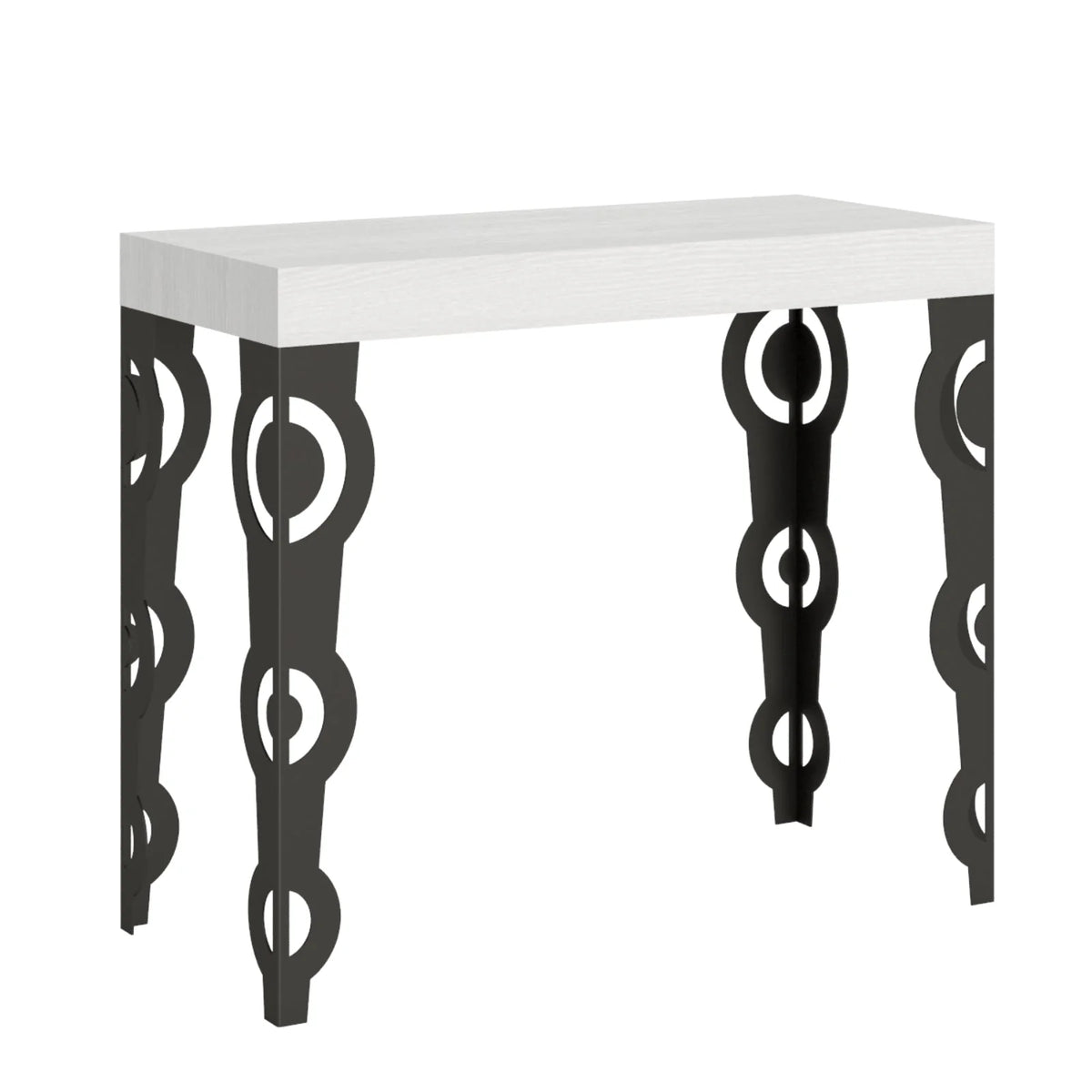 Table console extensible en bois Tr¨¦vise pour salle ¨¤ manger(Extensible Jusqu'¨¤ 196 Cm/Classique/Ciment)