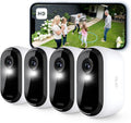 Arlo Essential 2 HD, Cam¨¦ra de Surveillance WiFi Ext¨¦rieure Sans Fil, Autonomie de 6 mois, Vision Nocturne Couleur, ¨¦clairage, Sir¨¨ne et Audio Bidirectionnel, Essai Arlo Secure Inclus, 4 Cam¨¦ras Blanc(Blanc)
