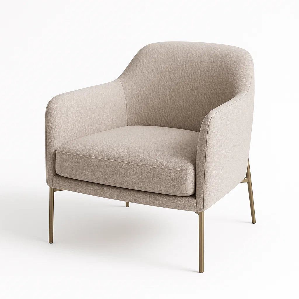 Fauteuil en tissu beige avec pieds en m¨¦tal(Beige)