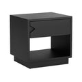 Table de chevet noire rectangulaire en bois MDF avec tiroir(Noir)