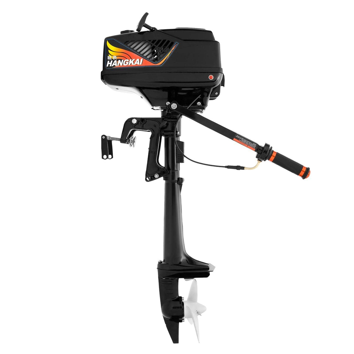 Moteurs Hors-Bord 3.6 HP 2 Temps Syst¨¨mes de Refroidissement de L'eau Moteurs de Bateaux Marins Convient Pour L'eau de Mer L'aquaculture(Noir/Orange/Blanc)